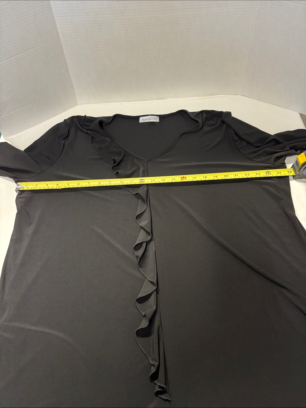 Hamilton Black Ruffle-Front Tunic - Picture 4 of 6